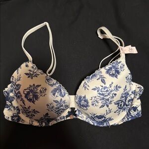 Floral Blue and White Bra